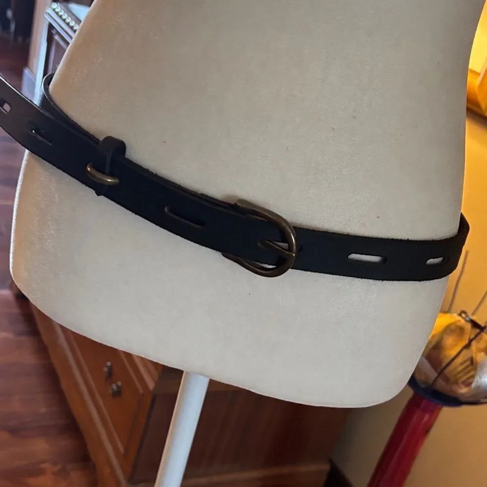 Unique Black Leather Belt with long belt holes - XL